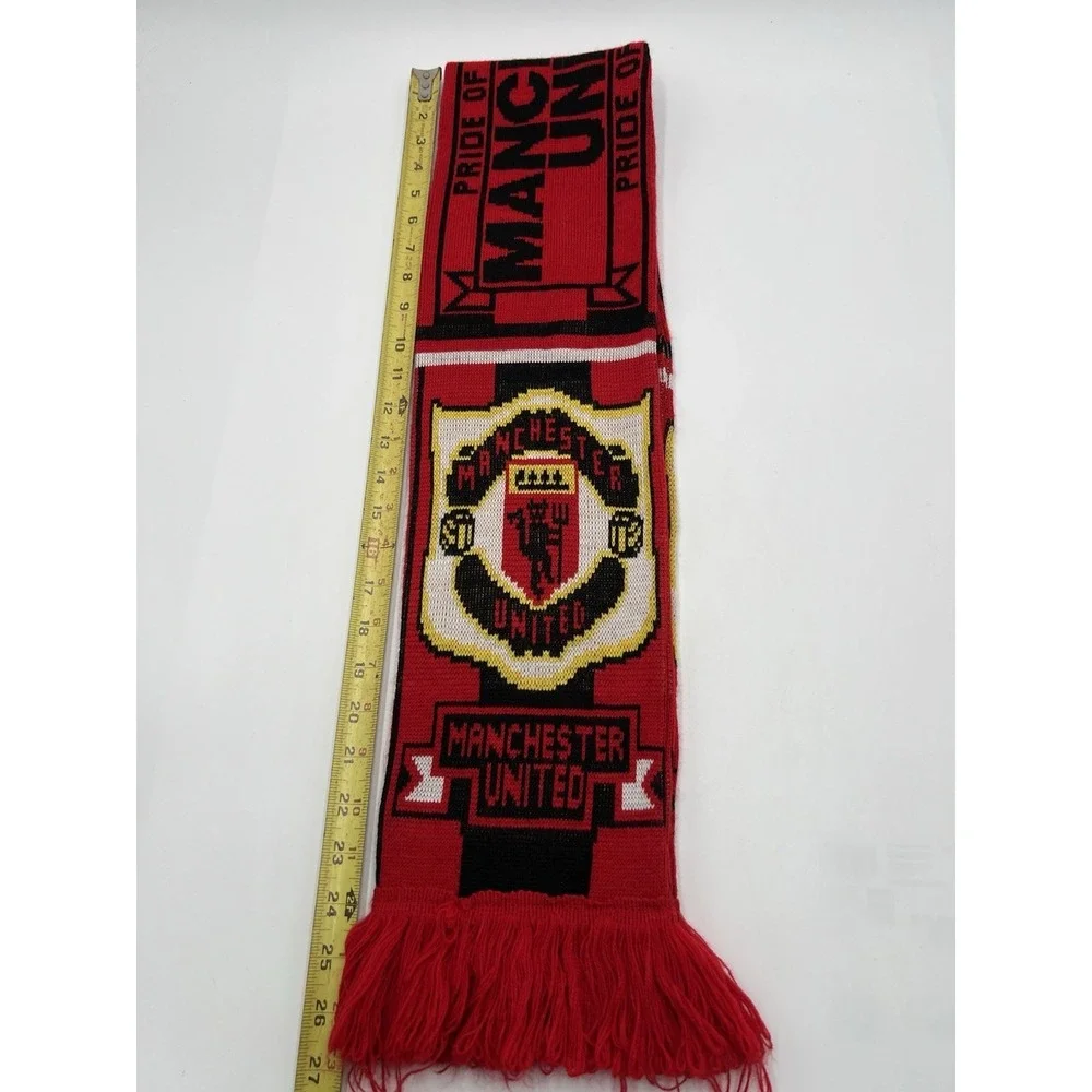 Manchester United Soccer Scarf Pride Of The North Red Knit Fringe Fan